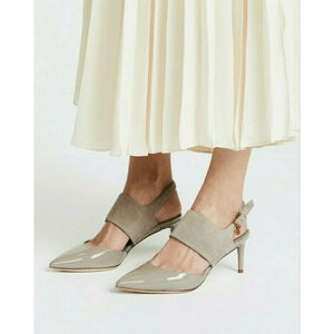 Tory Burch Ashton 65mm Slingback Leather Sandal, Dust Storm Size 10.5